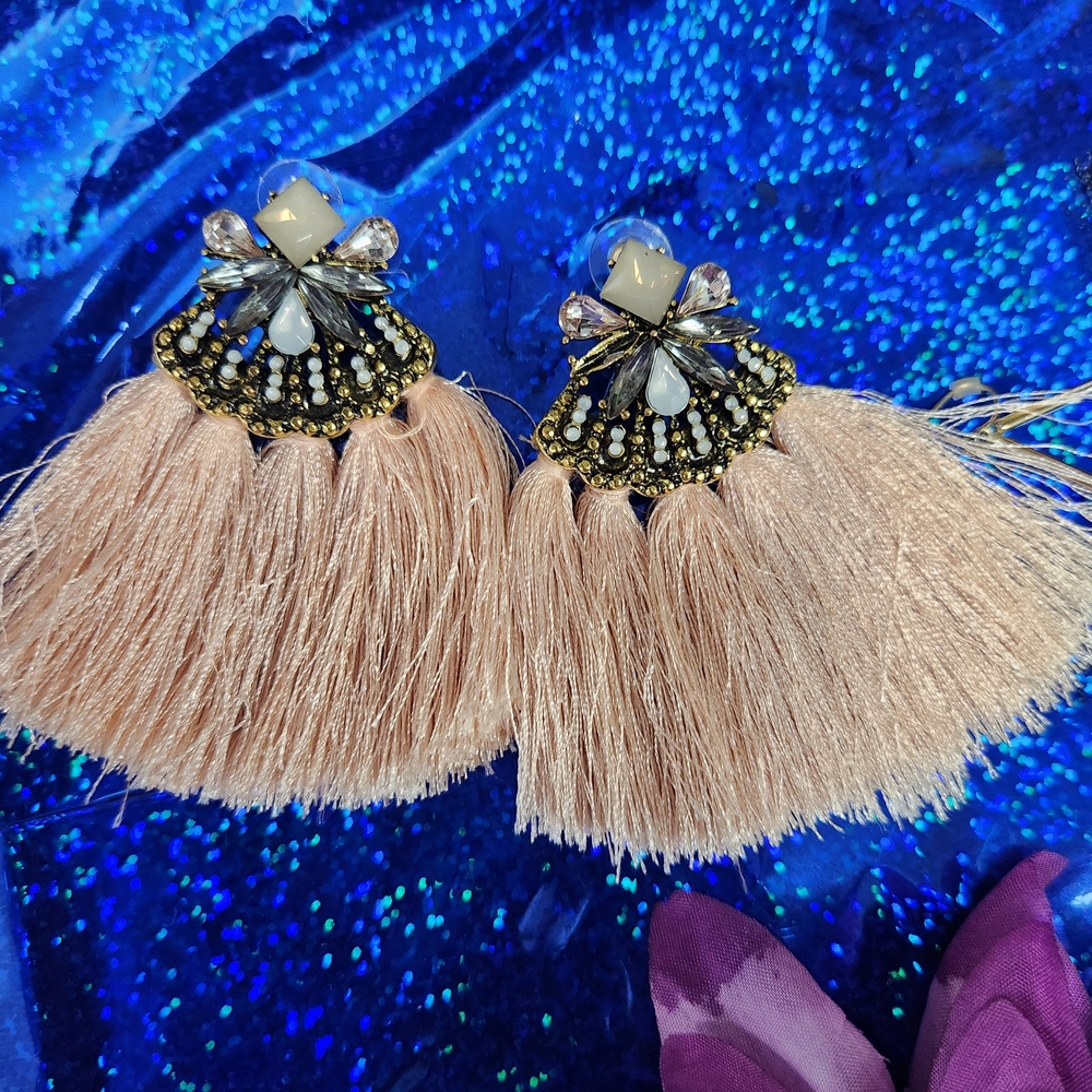 Elegant Pink Tassel Earrings